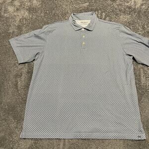 Peter Millar Polo Shirt Mens XL Blue All Over Print Seaside Golf Performance
